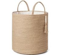 Panier décoratif en jute marron avec macramé et pompons Marron