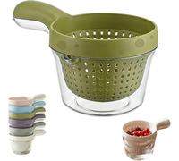 Panier d'égouttage à double couche, petite passoire à fruits avec poignée, ensemble de bols de crépine d'évier de cuisine légers pour rincer les fruits, tamis à légumes 2 en 1 pour baies (Green)