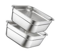 Panier D'égouttage pour Fruits en Acier Inoxydable 23cm et Riz | Argenté, Filtrage de L'eau et Lavage des Légumes, Mélange Pratique, Gain de Temps Cuisine