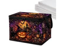 Panier d'Halloween pliable avec fermeture éclair lisse | Boîte de rangement festive avec couvercle pour vêtements, literie, jouets, snack, livre, maison, salon, salle de jeux