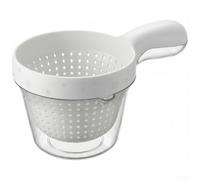 Panier double égouttoir 2 en 1 avec poignée pour laver les légumes - Passoire à fruits amovible pour cuisine, riz, petit évier de 19 cm, blanc et vert (blanc)