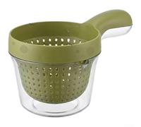 Panier double égouttoir 2 en 1 avec poignée pour laver les légumes - Passoire à fruits amovible pour cuisine, riz, petit évier de 19 cm, blanc et vert (vert)
