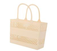 Panier Douche Portable Panier de douche avec poignées | Boîte portative de poubelle de sac de toilette de fourre-tout(Beige)