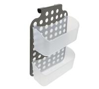 Panier égouttoir à suspendre multifonction - Peu encombrant - Pour articles de toilette - Pour salle de bain - Gris - Support pour shampooing et douche - Solution de rangement amovible