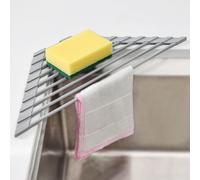 Panier égouttoir triangulaire 40,8 x 7,2 cm | Tapis de lavabo pliable | Acier inoxydable 304/silicone | À utiliser comme panier égouttoir pour l'évier (gris)