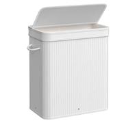 Panier en bambou blanc pour linge – Rangement de vêtements – Léger – Durable – 54,5 x 34,5 x 61 cm