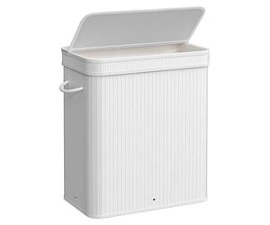 Panier en bambou blanc pour linge – Rangement de vêtements – Léger – Durable – 54,5 x 34,5 x 61 cm