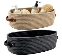 Panier en corde de coton - 2 pièces avec poignées - Grand panier de rangement tressé - Panier décoratif pour salle de bain, serviettes, papier, couches, , maison, crèche