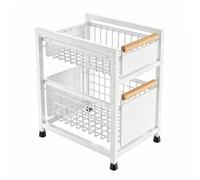Panier en fer forgé extractible intégré à Double couche,Support rangement sous l'évier de la salle de bain,Support de rangement