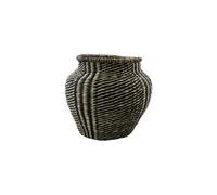 Panier en fibres naturelles noir et beige, ovale, léger, rangement - House Doctor, Vilo - 30x30x30 cm