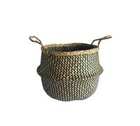 Panier en jonc de mer, cloche, Ethno zigzag, black n°0
