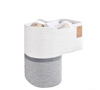 Panier en lin tissé conçu pour le rangement des escaliers avec poignées solides pour contenir des jouets, des livres et des essentiels dans un ton neutre (C)