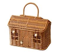 Panier en osier - Décoration d'intérieur en forme de maison vintage - Bacs de rangement avec poignée | pour organiser placard, salle de bain, linge, articles de toilette, collation