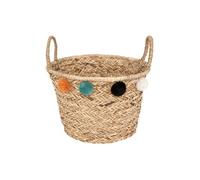Atmosphera - Panier en roseau avec pompons - Diamètre 40 cm - Beige - LIVI Beige