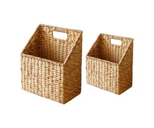 Panier fourre-tout d ' entrée en texture tissée naturelle, organisateur ouvert sur le devant avec poignée découpée pour clés de courrier, étagère de salle de bain, panier tissé en fibre naturelle,