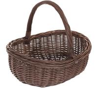 Panier gondole ovale en osier gris avec anse - panier de courses et présentation