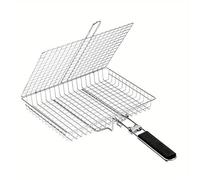 Panier Grille Barbecue en Acier Inoxydable(plus profonde) Pliable,Portable & Résistant Avec Poignée Amovible Pour Poisson