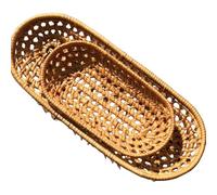 Panier long et étroit, corbeille à pain en osier 2 pièces paniers de service ovales en rotin tissé étroit rustique pour le stockage affichage fruits collation couverts baguettes, 6, 9 et 10, 4 pou