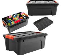 Panier organisateur multifonctionnel avec couvercle pour le rangement 12L - bac pour jouets, accessoires et articles ménagers, certificat CE|EN 71, neuf, 12 pièces par carton
