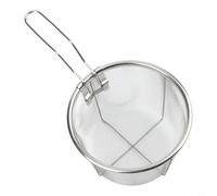 Panier passoire en acier inoxydable de 18 cm avec poignée pour frites, boulettes, légumes, cuillère en fil métallique (15 cm, acier 201)