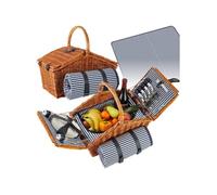 Panier pique-nique pour 4 personnes avec poignée de transport intégrée marron