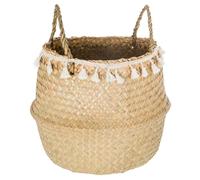 Panier ""Alina"" en roseau et pompons D30cm - Atmosphera Créateur d'intérieur