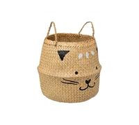 Atmosphera – Panier enfant Chat Pipo – pliable en roseau – 35 cm – Beige