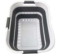 Panier pliable pour le linge et boîte de rangement Benzoa® – 30 L, gain de place et portable, 51 x 38,7 x 25,5 cm (plié : 7,5 cm), blanc et gris acier, sans BPA