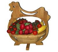 Panier Pliant Corbeille de Fruits Poule Henriette Coq,Bambou Env. 30 X 30 cm Meubles en Bois Bol Décoré Pliable Légume à Oeufs Decoration Idéal comme dessous Plats pour Pots Poêles Etc. par Technique