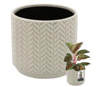 Panier / pot de fleurs - KOTARBAU - Rond Ø12 cm H12,5 cm - Revêtu film plastique - Suspendable - Wengé