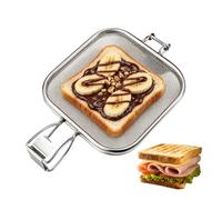 Panier pour barbecue - Support carré pour sandwich, toast | | Fil métallique résistant à la chaleur, revêtement antiadhésif, mécanisme de verrouillage sécurisé, grille de cuisson