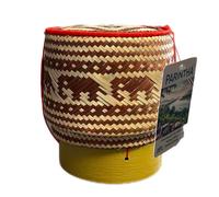 Panier pour riz gluant thaïlandais de 14cm éléphants traditionnel en bambou socle rigide - Transport, présentation ou conservation du riz collant Thai (Bamboo Sticky Rice)