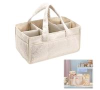 Panier Rangement Bébé,Panier De Rangement Bebe à Langer Portable,Rangements Table a Langer Bebe,Lange avec Compartiments et Poignées,Cadeau Naissance,Coffret Naissance,Organiseur de Couches (Beige)