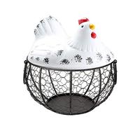 Panier Rangement pour Œufs,avec Couvercle pour Poule en Céramique,Organisateur Collations Aux Fruits,Collection Créative Panier,Accessoires Cuisine pour Décoration Intérieure Stockage de légumes (WH)