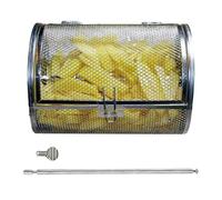Panier rotatif en acier inoxydable, 14 x 18 cm, torréfacteur à café rond, grille de rôtisserie, cage portable pour noix, frites, haricots, barbecue, camping, pâtisserie
