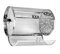 Panier Rôtisserie Inox Argenté, Cage Rotative Facile à Monter et Démonter | Acier Inoxydable Résistant, Porte Pratique, Support Pivotant Inclus, pour Retirer les Aliments sans Effort