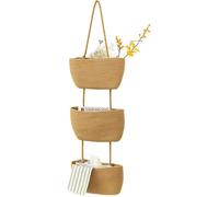 Panier suspendu 3 étages en coton déco bohème, rangement mural pour salle de bain et chambre enfant