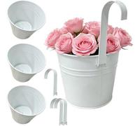 Panier suspendu de 4 - pot de fleurs 16 cm - fer galvanisé - résistant aux intempéries et durable - ShopVlot