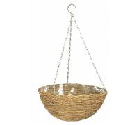 Garden ID Panier suspendu Rustic 35 cm – Coque plastique int./ext. – Osier tressé, chaînes & crochet