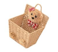 Panier Suspendu Petit Ours en Osier Tressé, Fait Main, Khaki | Design Ouvert, Format à Suspendre, Usage Hôtel et Restaurant, Style Cartoon Élégant Couleur Aléatoire