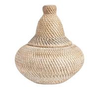 Panier Teinte Naturelle en Rotin ⌀ 20 cm avec Couvercle Pointu Finition Laquée Bila