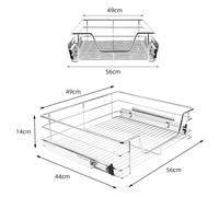 Panier Tiroir Coulissant pour Placard de Cuisine 56cm VIVOLILV,Organisateur de rangemen en Acier Chromé,Rails Inclus,Capacité 25kg