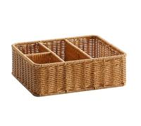 Panier tissé Panier de rangement rectangulaire tissé avec 4 compartiments, plateau de portefeuille pour clés, porte-ustensiles d'organisation d'entrée pour télécommande mouchoirs, paniers en osier