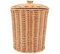 Panier Tissé Poubelle Ronde Rotin avec Couvercle JardinièRe Paniers de Rangement en Osier .