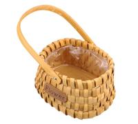 Panier Tressé à Main en Bois, Panier de Rangement pour Fleurs, Ovale | Bonsaï en Pot et Petits Objets, Poignée Intégrée, Usage Maison
