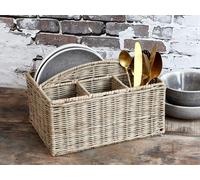 Panier tressé avec 4 compartiments, panier à couverts, 29 x 20 x hauteur 19 cm
