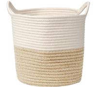 Panier tressé en corde de coton, fait à la main, avec des poignées, pliable – dimensions : 28×28×26 cm / 30,5×30×28 cm / 38×38×36 cm, couleurs : gris, beige, marron, noir