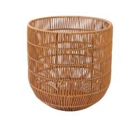 Panier Tressé Léger, Brun Thé, Panier À Linge Ajouré En Imitation Rotin, Forme Ronde, Petit, Diamètre 33 Cm × Hauteur 33,5 Cm