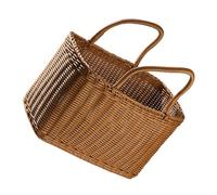 Panier Tressé Ovale en Plastique Marron, Style Rétro Élégant | Texture Fine et Surface Lisse, Couvercle Inclus, pour Courrier, Œufs, Présentation de Table