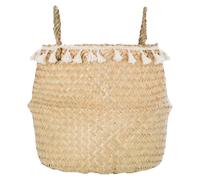 Panier tressé seagrass pli pompons